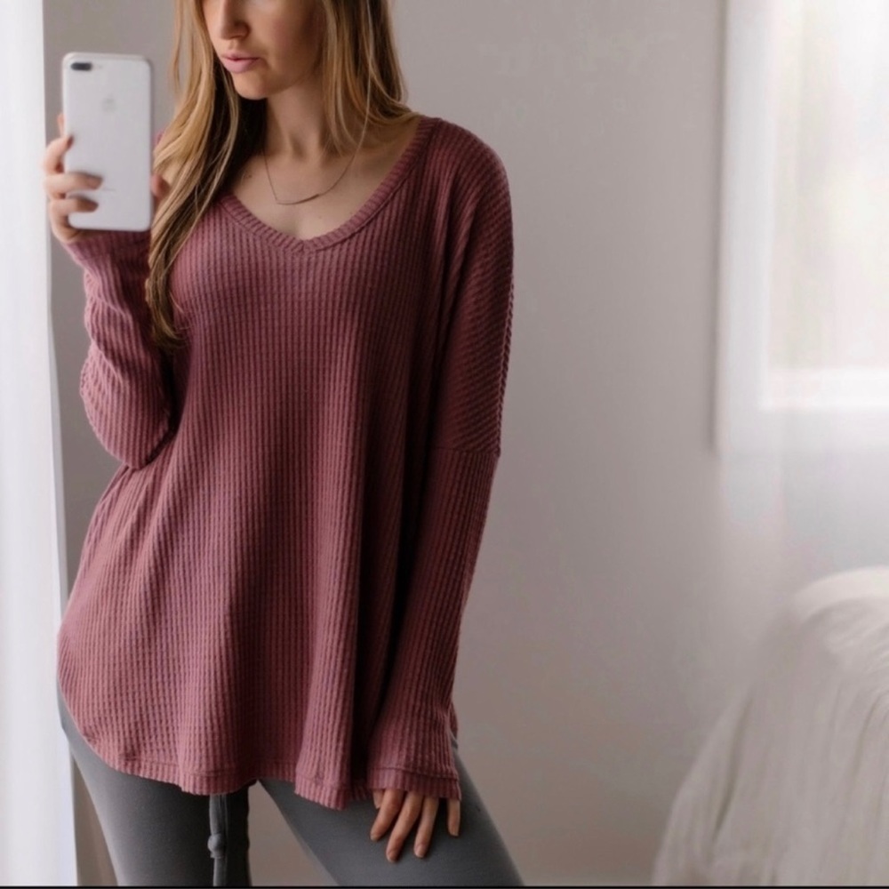 👚11thstreet | Annadale Waffle Thermal Big Shirt